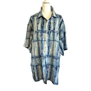 Sean John Big and Tall Blue and White Button Up Mens Shirt XXL